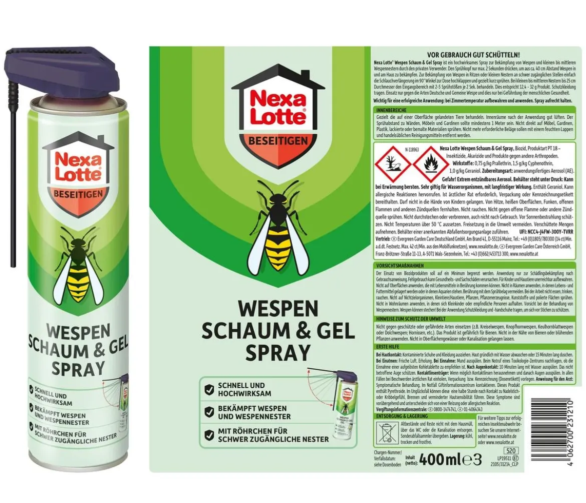 Nexa Lotte® Wespenschaum & Gel Spray, flüssig, 400 ml
