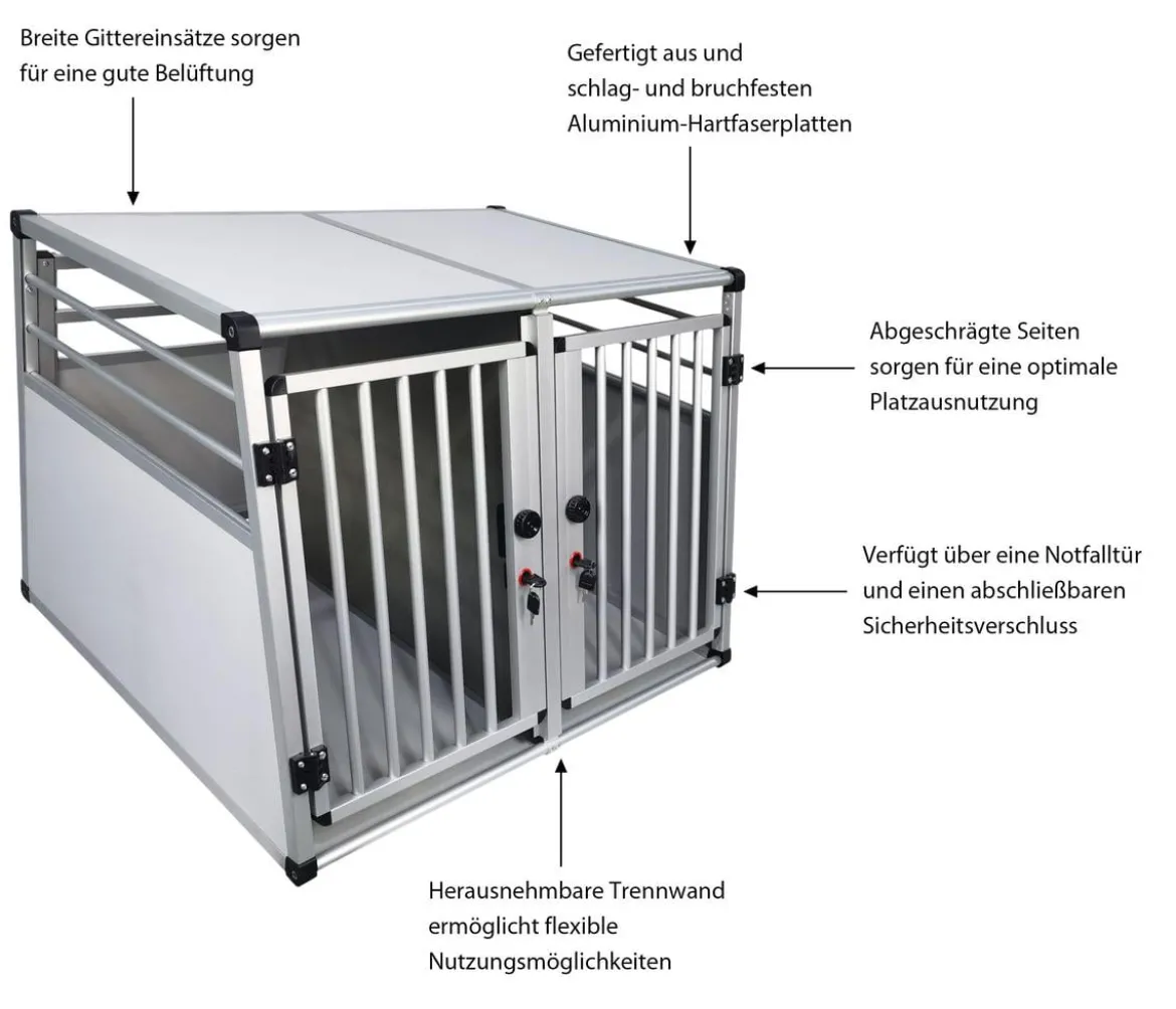 Nobby Aluminium-Autotransportbox Doppelt New Design, silber, ca. B92/H68/T88 cm
