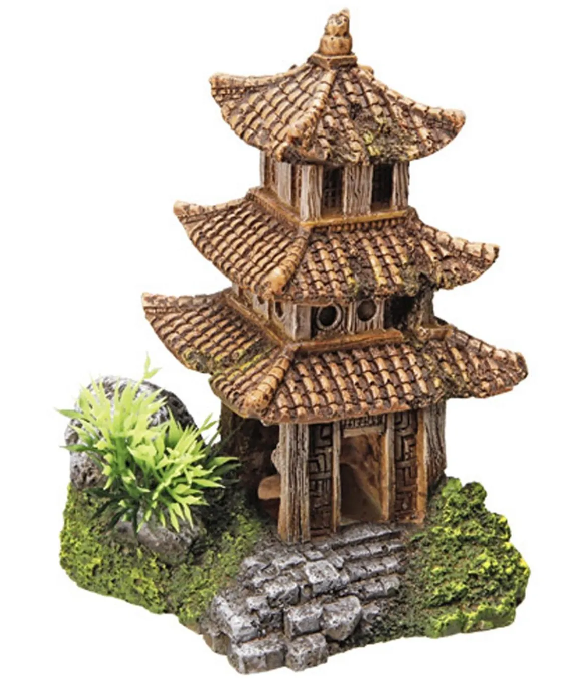 Nobby Aquariumdeko Asiatischer Tempel mit Pflanzen, ca. B10/H14,5/T9 cm