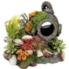 Nobby Aquariumdeko Helm mit Pflanzen, ca. B13,5/H12/T11 cm