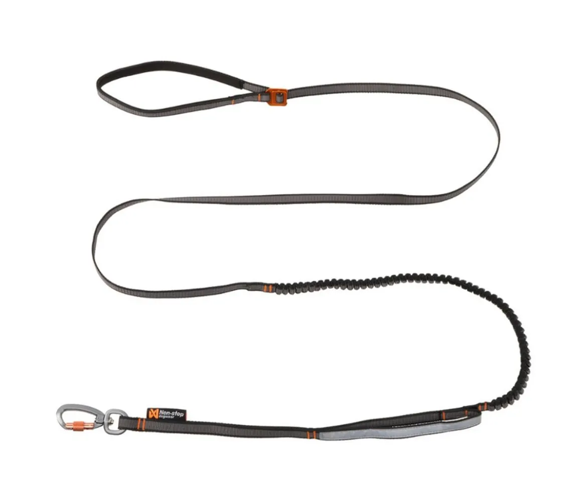 Non-stop dogwear Hundeleine Touring bungee adjustable, schwarz/grau, L1,46 m