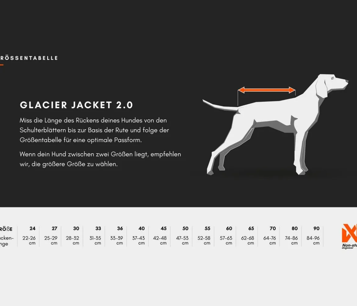 Non-stop dogwear Hunde-Wintermantel Glacier jacket 2.0, schwarz/orange