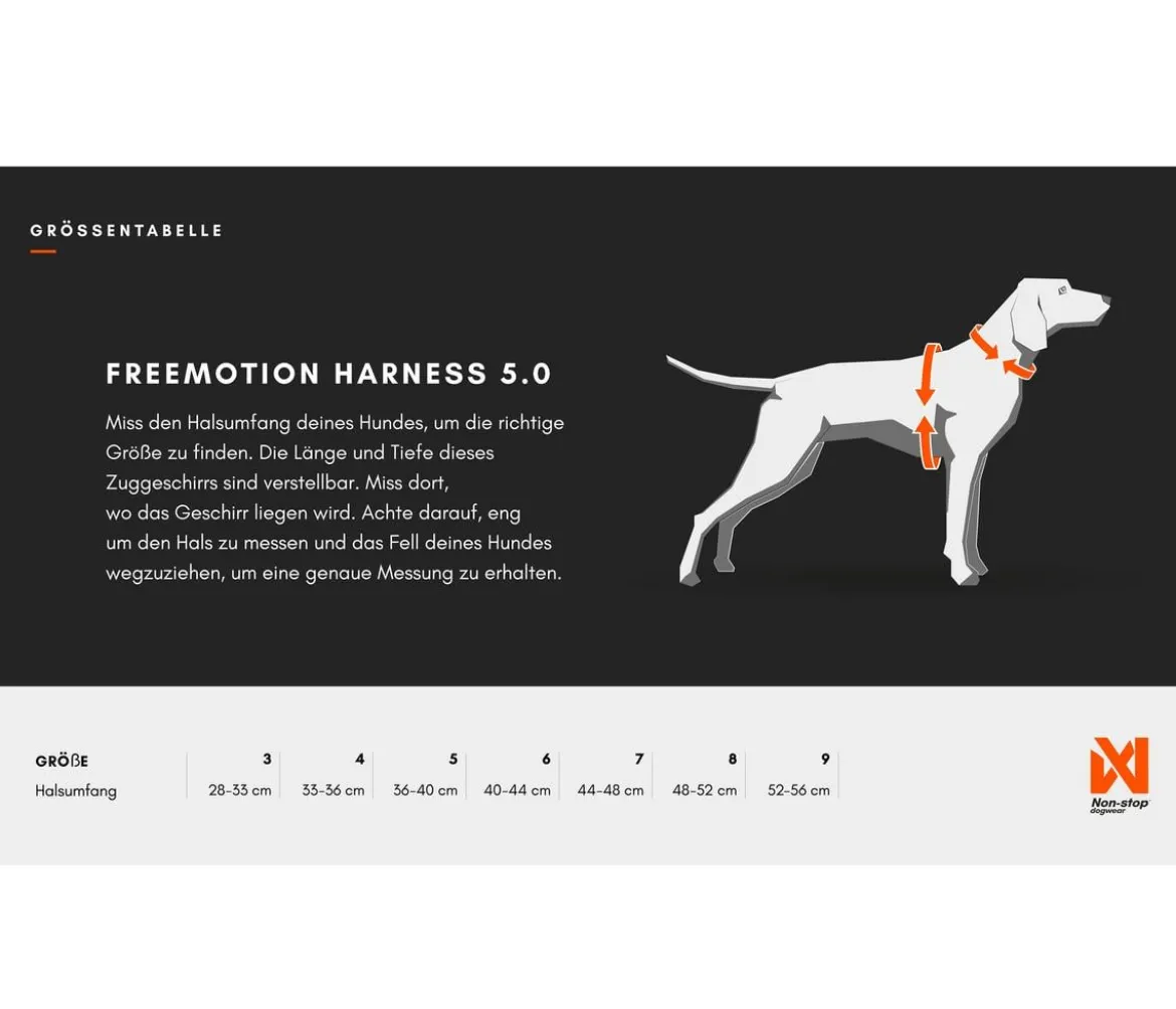 Non-stop dogwear Hunde-Zuggeschirr Freemotion harness 5.0, schwarz/orange