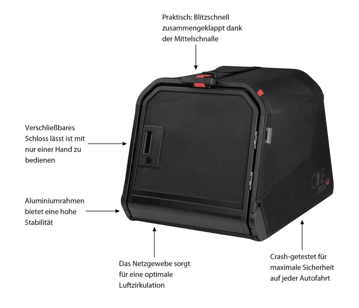 1one1 Origami Hundetransportbox, schwarz, S, ca. B58/H55,7/T71,4 cm