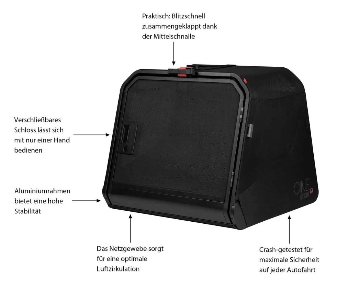 1one1 Origami Hundetransportbox, schwarz, M, ca. B74/H65,8/T71,4 cm