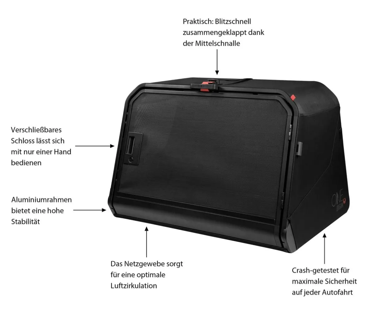 1one1 Origami Hundetransportbox, schwarz, XL, ca. B94/H65,8/T71,4 cm