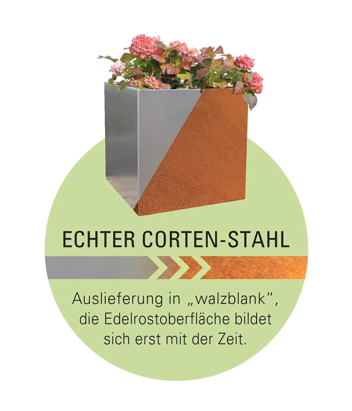 Palatino Cortenstahl-Pflanzgefäß Max, ca. B68/H100/T68 cm