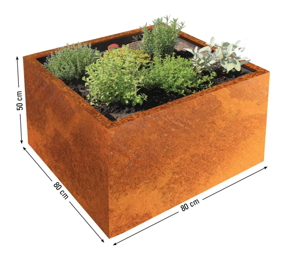 Palatino Cortenstahl-Pflanzgefäß Clara, ca. B80/H50/T80 cm
