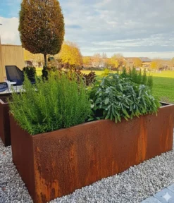 Palatino Cortenstahl-Pflanzgefäß Urban mit Zwischenboden, rechteckig, braun, ca. B200/H70/T100 cm