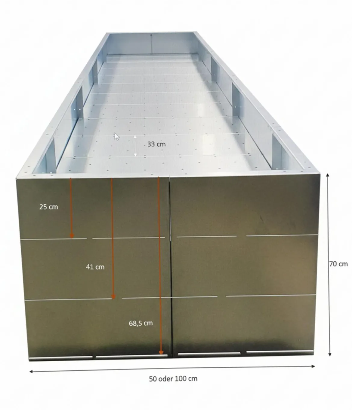 Palatino Cortenstahl-Pflanzgefäß Urban mit Zwischenboden, rechteckig, braun, ca. B200/H70/T100 cm