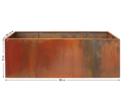 Palatino Cortenstahl-Pflanzgefäß Urban mit Zwischenboden, rechteckig, braun, ca. B200/H70/T100 cm
