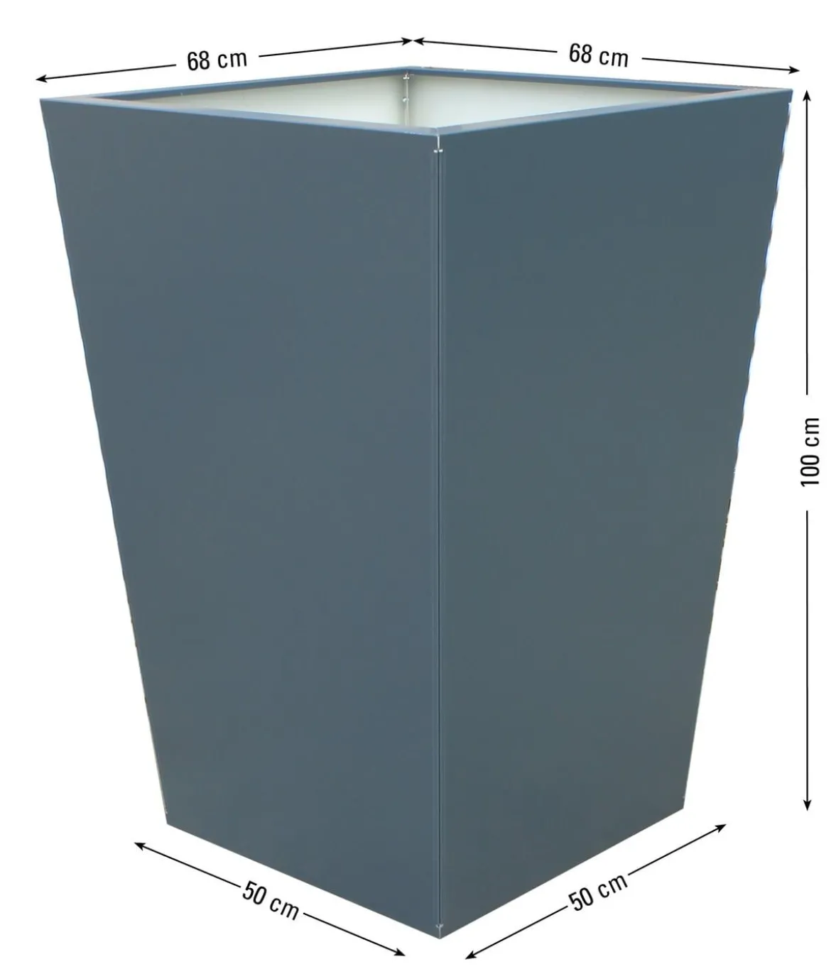 Palatino Stahlblech-Pflanzgefäß Max, anthrazit, ca. B68/H100/T68 cm
