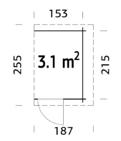 Palmako Anbauschuppen, ca. B187/H183/T255 cm