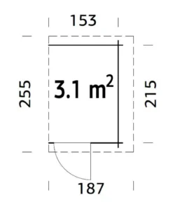 Palmako Anbauschuppen, ca. B187/H183/T255 cm