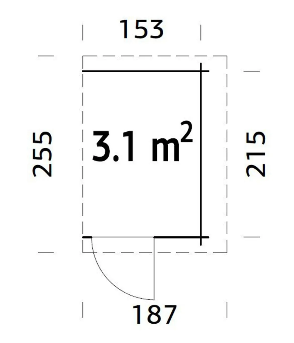 Palmako Anbauschuppen, ca. B187/H183/T255 cm