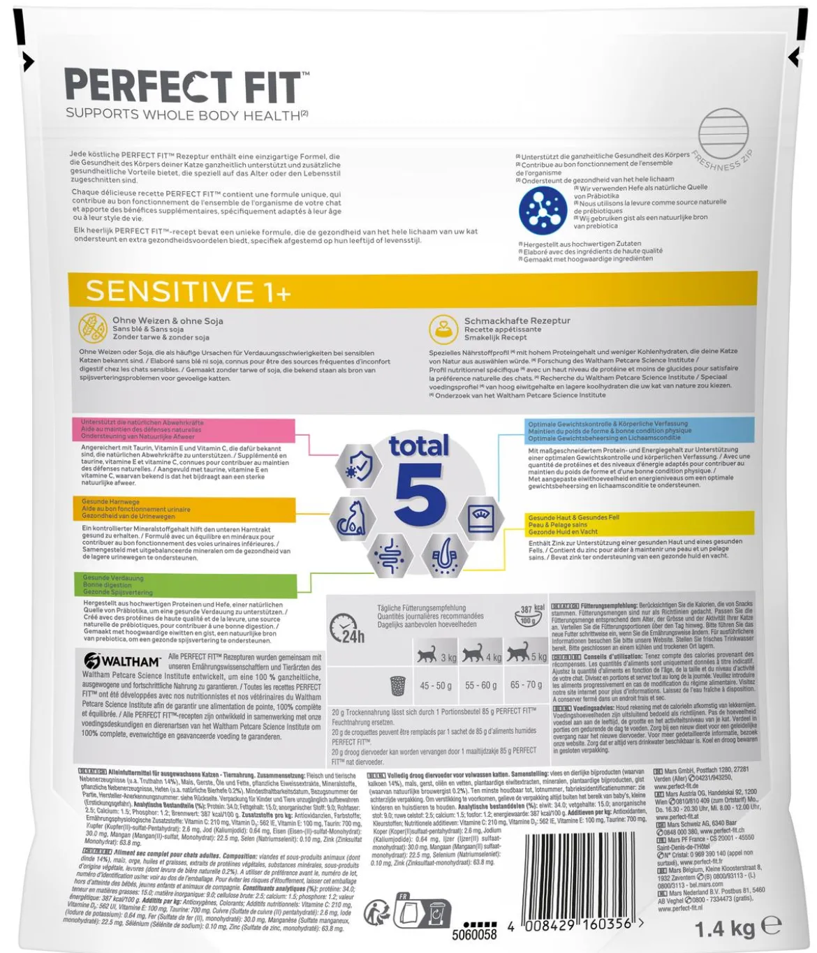 Perfect Fit® Trockenfutter für Katzen Sensitive, Adult 1+, Truthahn, 1,4 kg