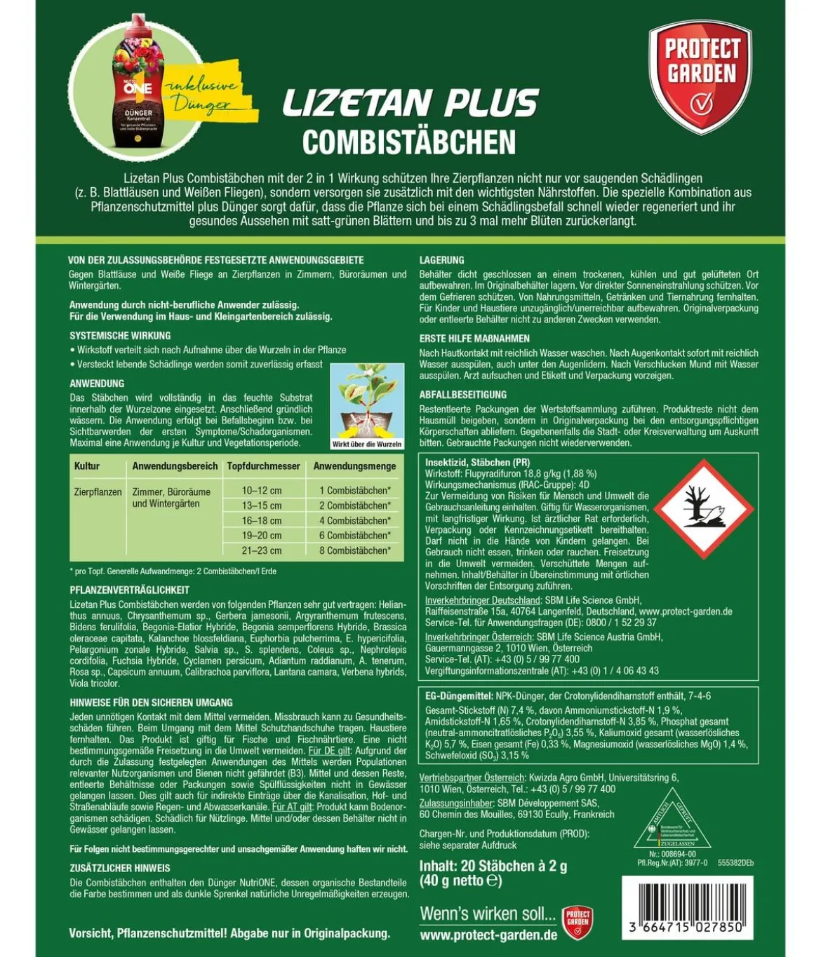PROTECT GARDEN Lizetan Plus Combistäbchen