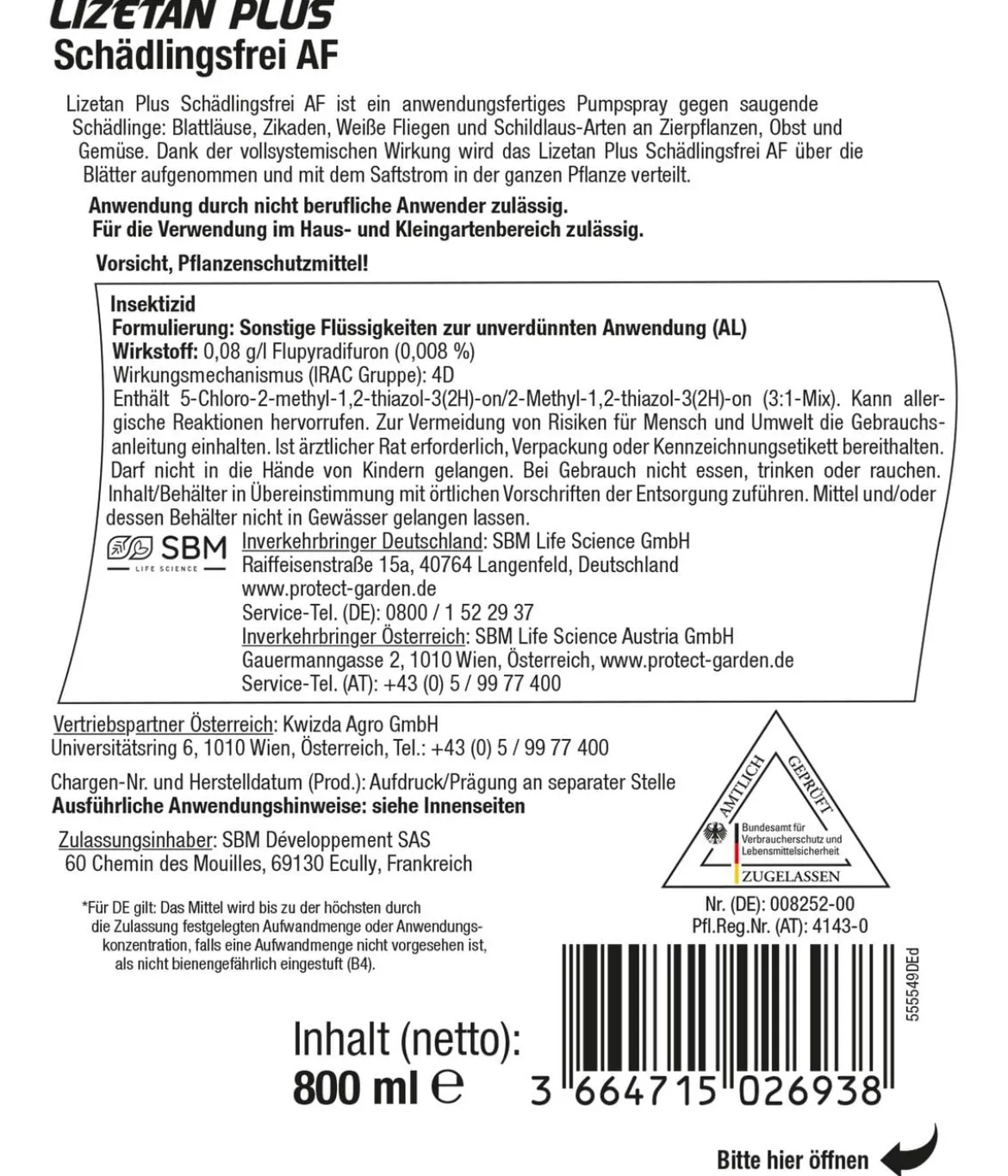 PROTECT GARDEN Lizetan Plus Schädlingsfrei AF, 800 ml