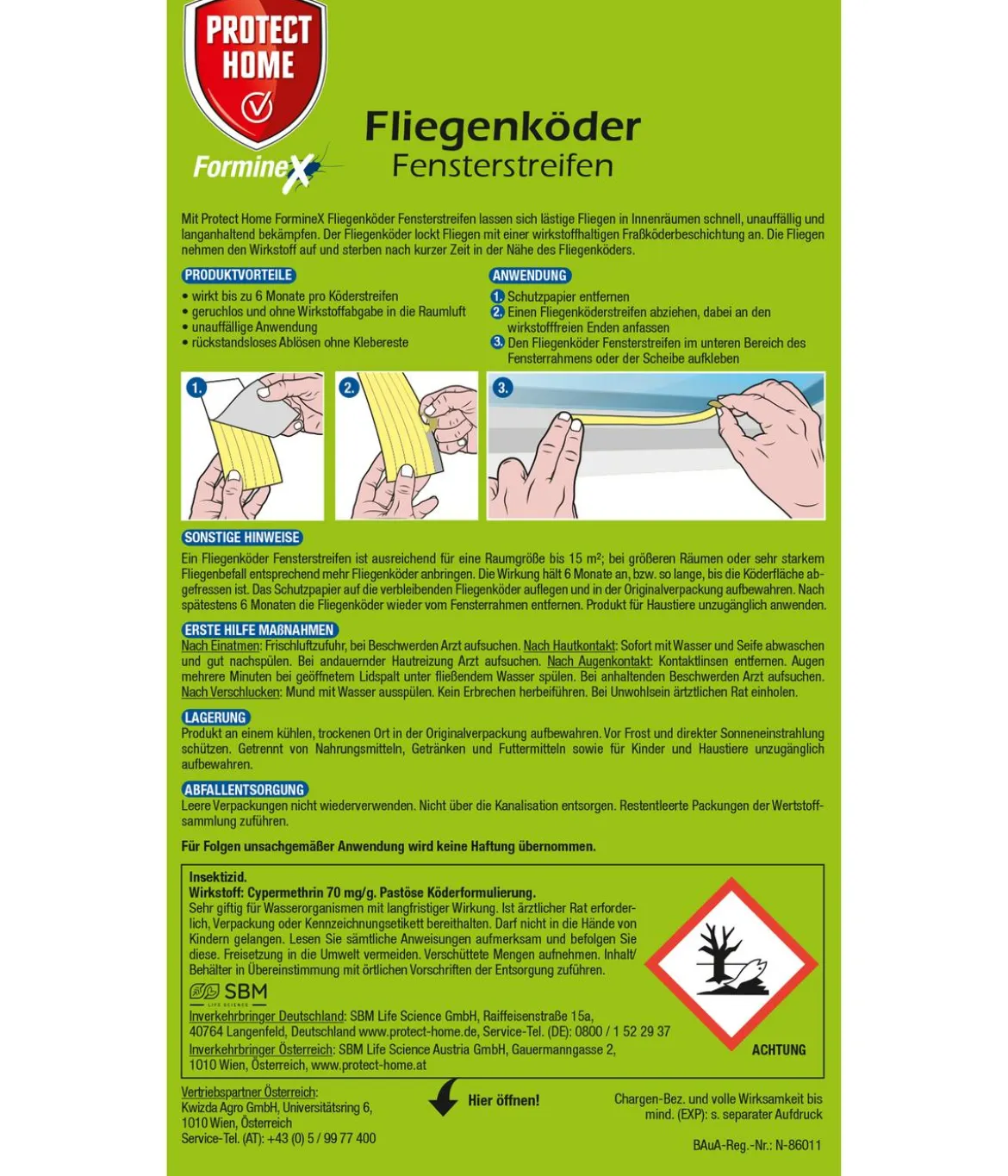 PROTECT HOME Forminex Fliegenköder Fensterstreifen, 12er-Set