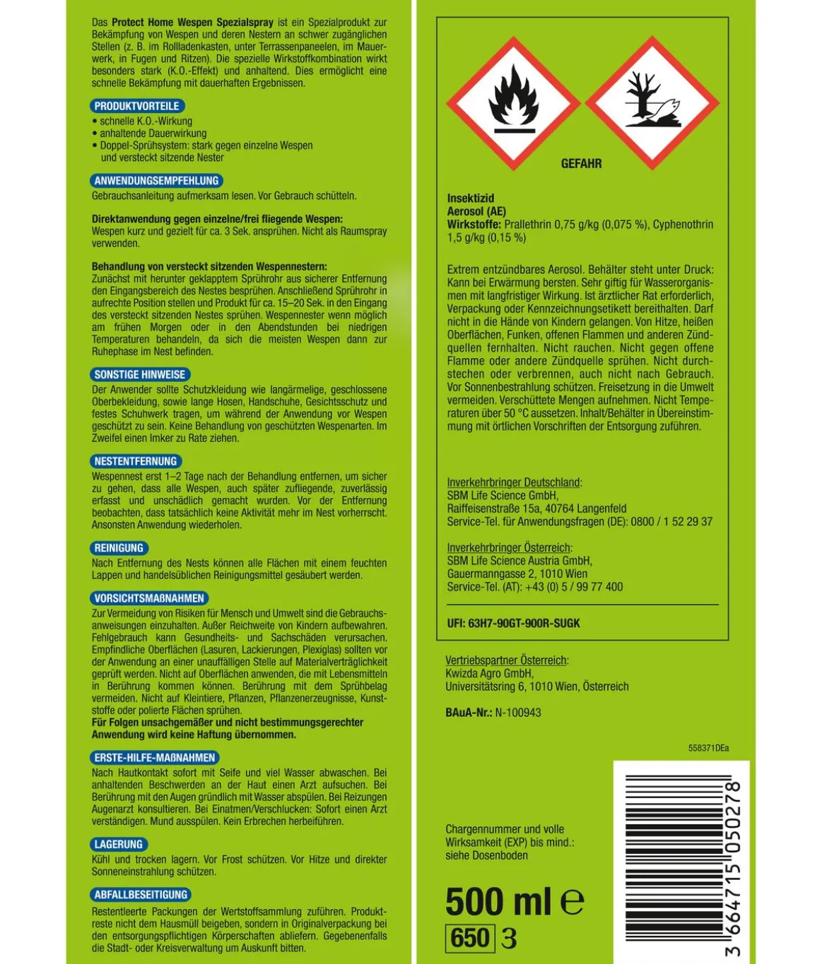 PROTECT HOME FormineX Wespen Spezialspray, flüssig, 500 ml