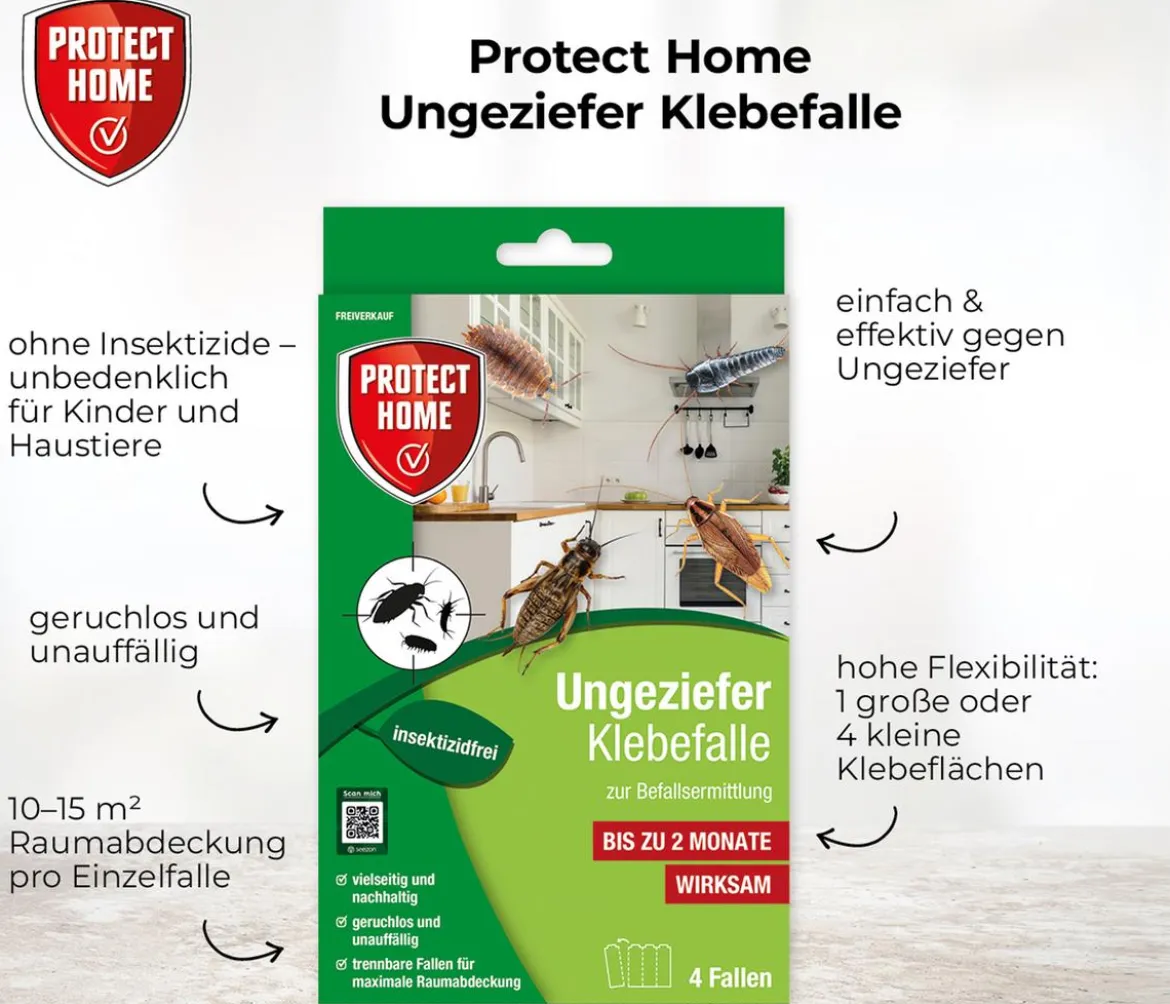 PROTECT HOME Ungeziefer Klebefalle zur Befallsermittlung, 4 Stk.