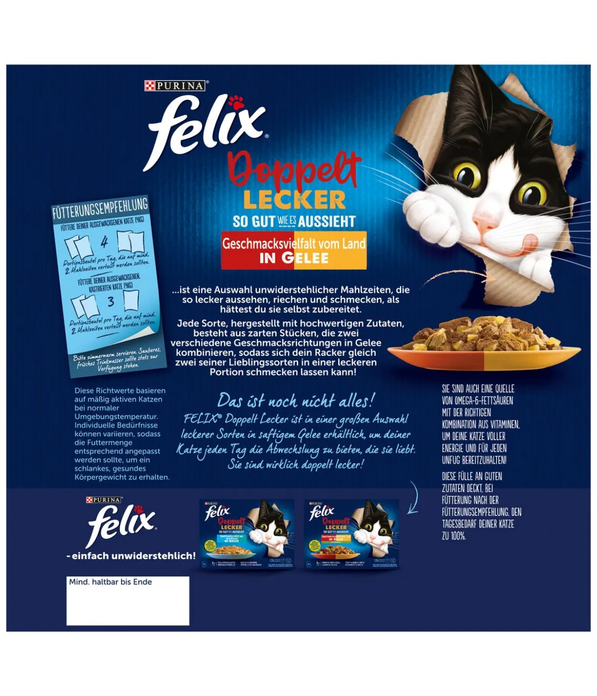 PURINA felix® Nassfutter für Katzen Doppelt Lecker Geschmacksvielfalt vom Land