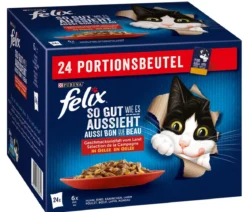 PURINA felix® Nassfutter für Katzen So gut wie es aussieht Geschmacksvielfalt vom Land in Gelee, 24 x 85 g