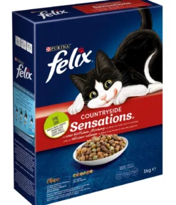 PURINA felix® Trockenfutter für Katzen Countryside Sensations®, Rind, Huhn & Gemüse, 1 kg