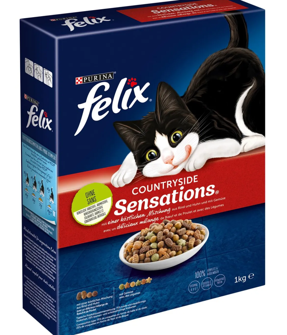 PURINA felix® Trockenfutter für Katzen Countryside Sensations®, Rind, Huhn & Gemüse, 1 kg