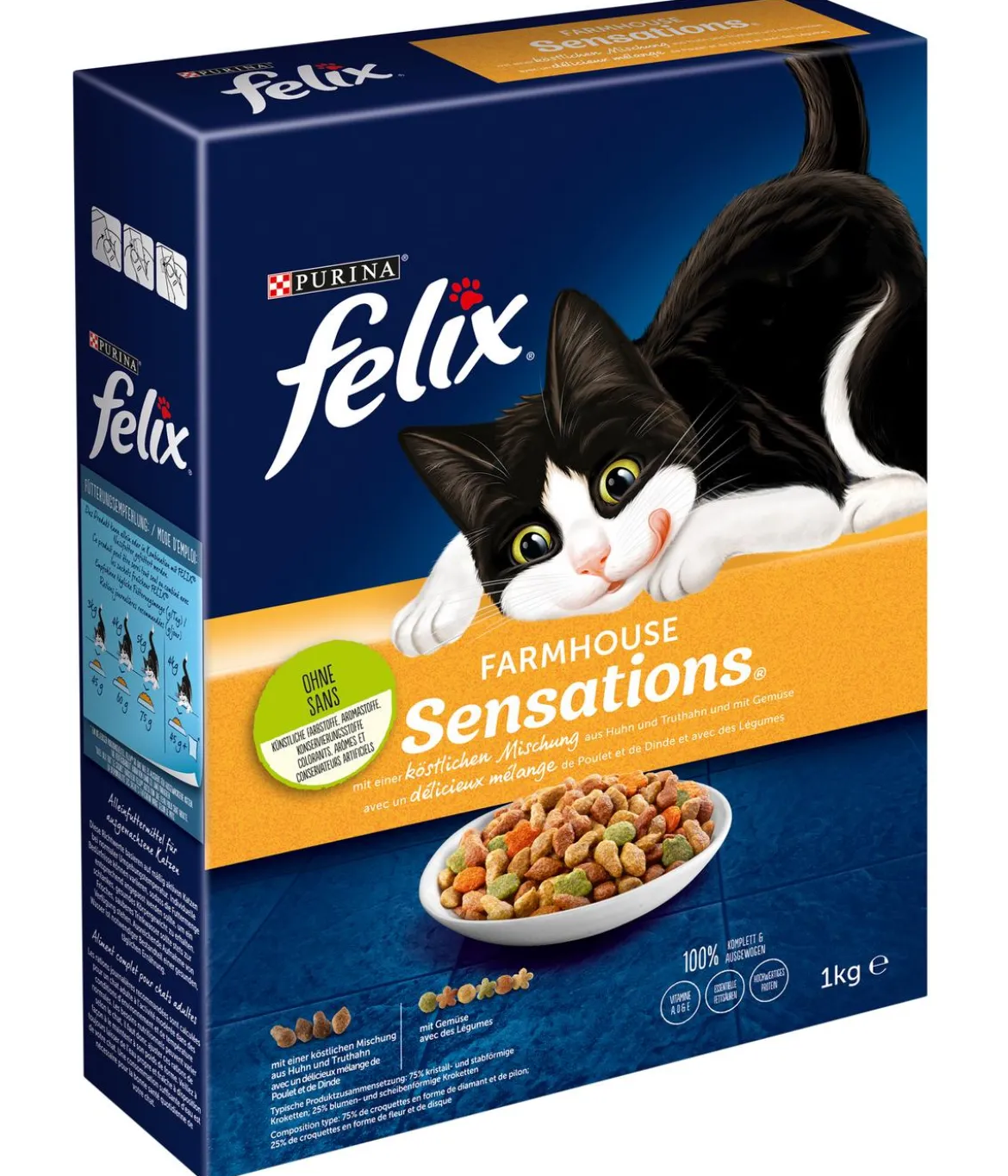 PURINA felix® Trockenfutter für Katzen Farmhouse Sensations®, Huhn, Truthahn & Gemüse, 1 kg
