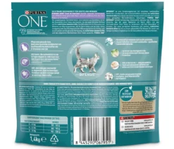 PURINA ONE® Trockenfutter für Katzen Coat & Hairball, Adult, Huhn, 1,4 kg