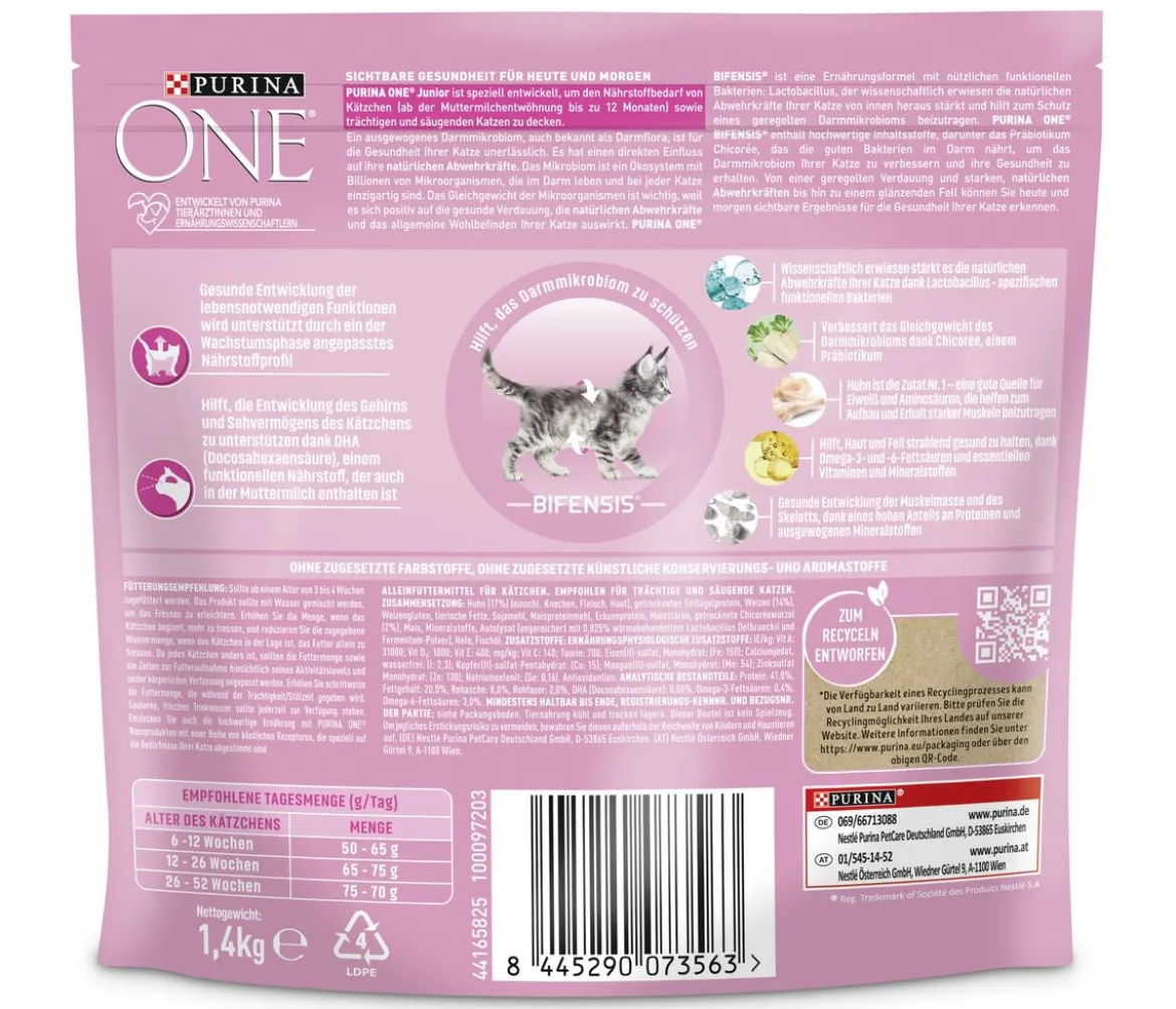 PURINA ONE® Trockenfutter für Katzen Junior, Huhn
