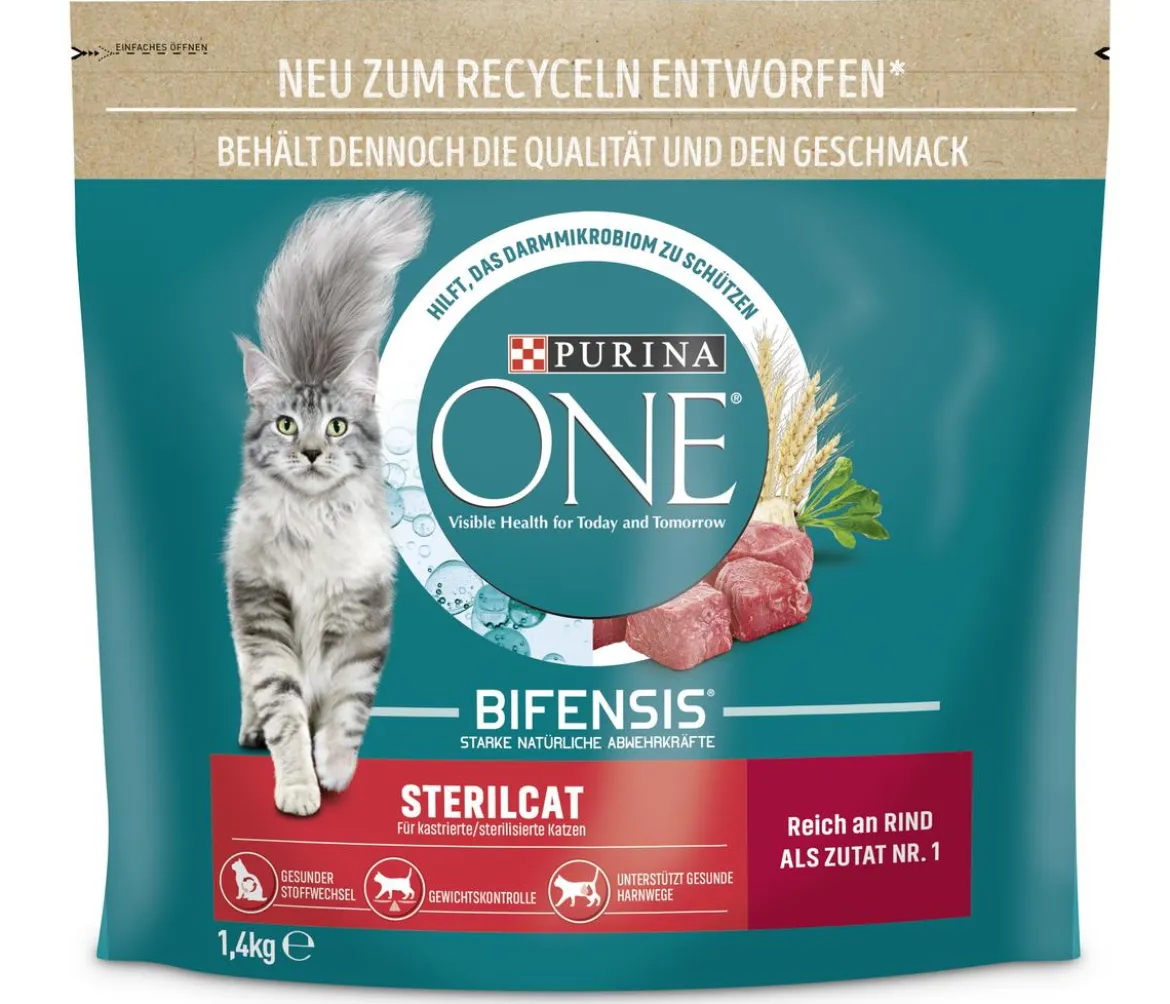 PURINA ONE® Trockenfutter für Katzen Sterilcat, Adult, Rind