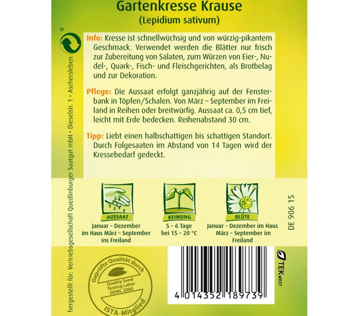 Quedlinburger Samen Gartenkresse 'Krause'