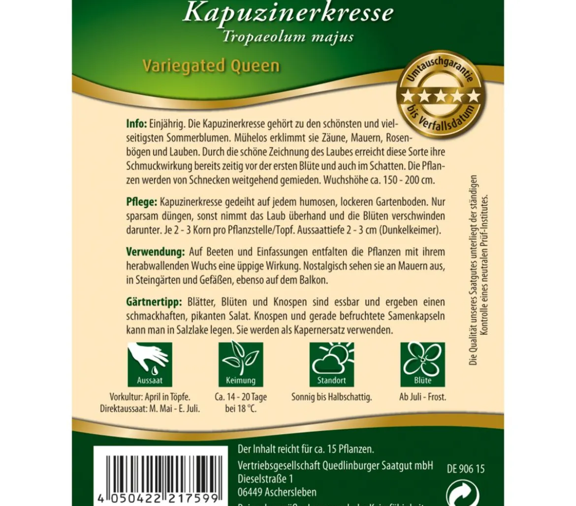 Quedlinburger Samen Kapuzinerkresse 'Variegated Queen'