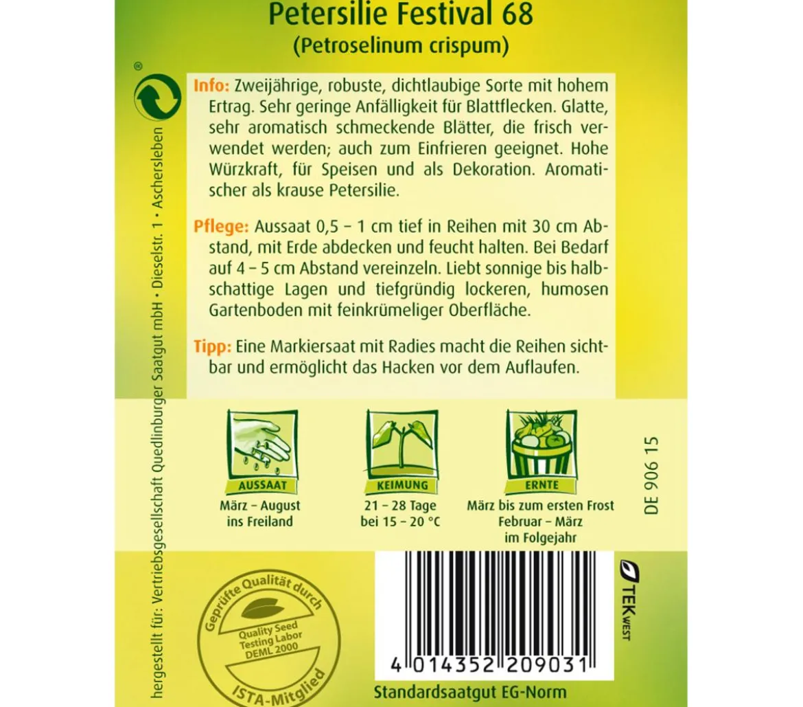 Quedlinburger Samen Petersilie 'Festival 68'