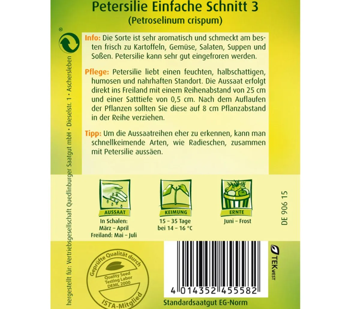 Quedlinburger Samen Petersilie 'Einfache Schnitt 3'