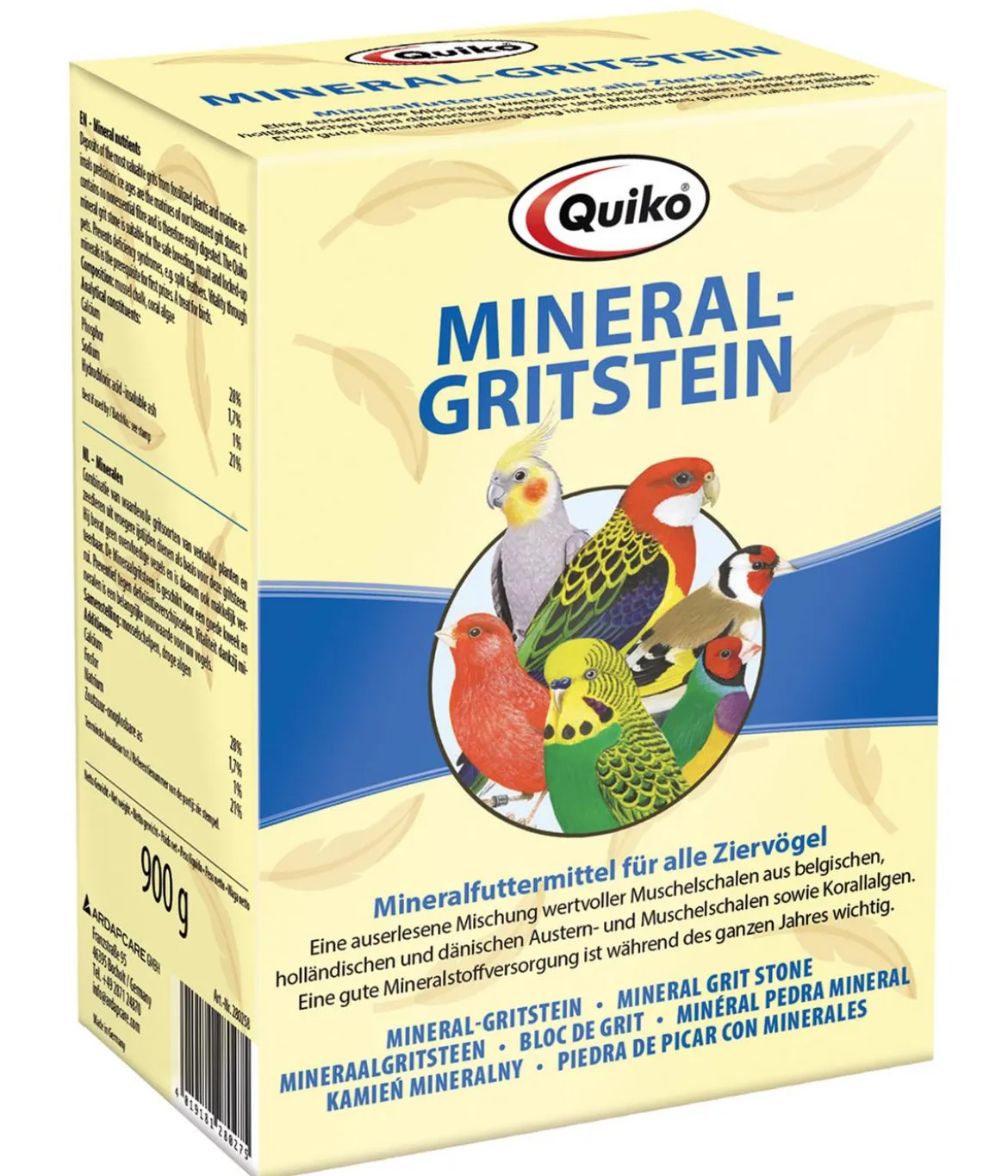 Quiko® Ergänzungsfutter für Ziervögel Mineralgritstein, 900 g