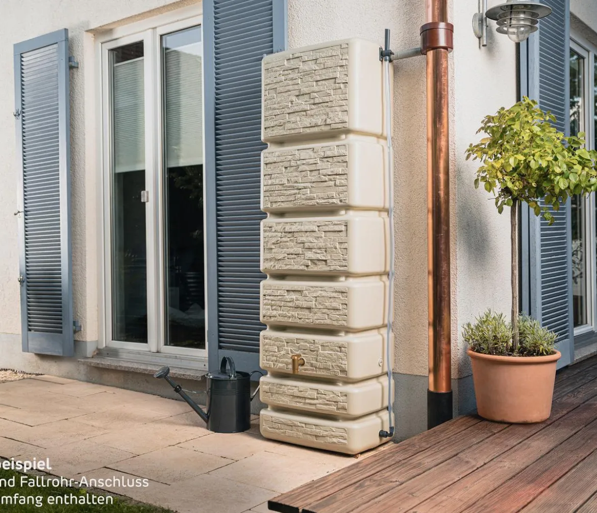 4rain Wandtank Slim Stone Decor, 350 l, ca. B60/H184/T39 cm