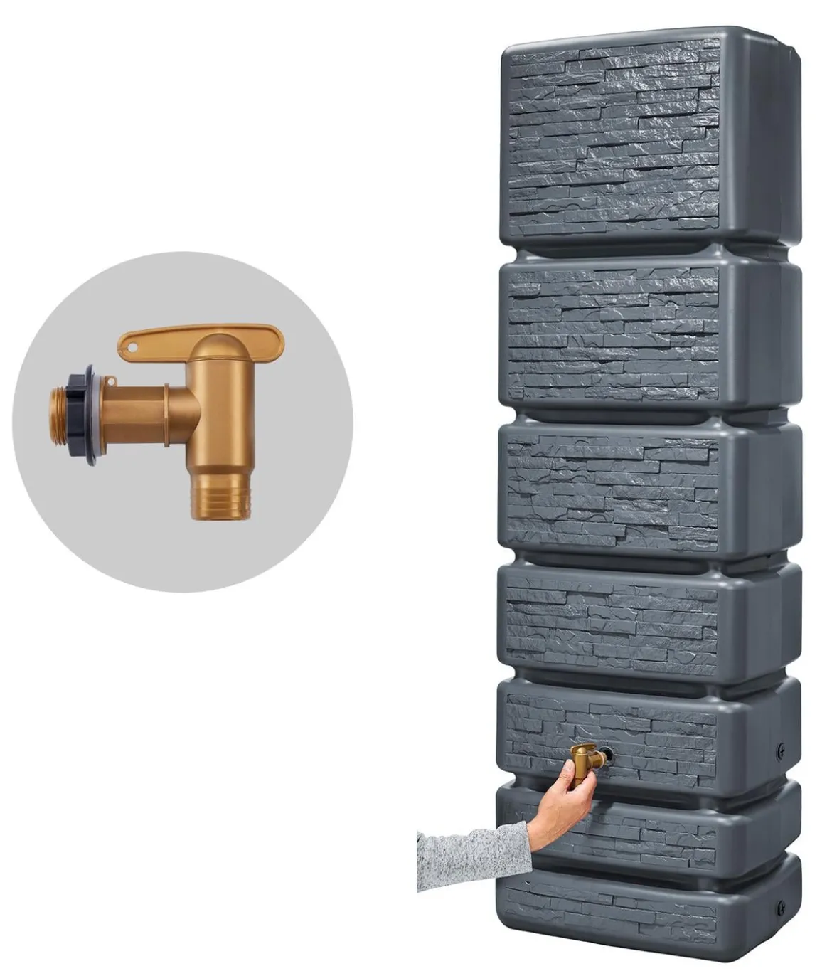 4rain Wandtank Slim Stone Decor, 350 l, ca. B60/H184/T39 cm