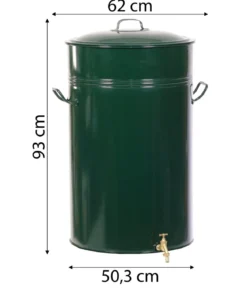 RENNER Metall-Regentonne inkl. gelochtem Deckel, 150 l, dunkelgrün