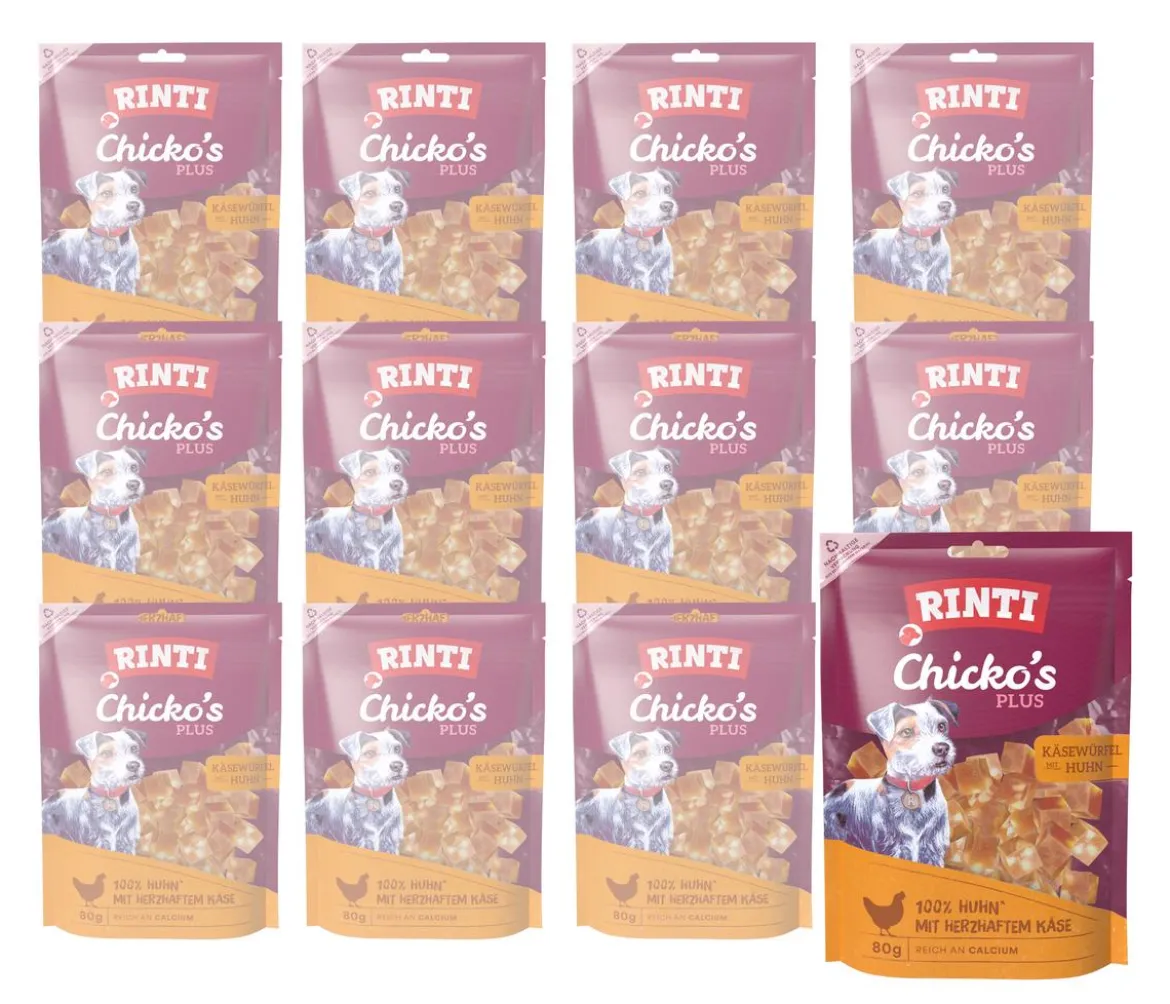 Rinti Hundesnack Chicko's Plus Käsewürfel mit Huhn, 12 x 80 g