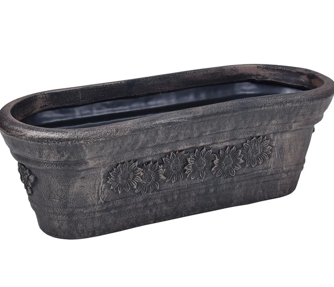 Roto Kunststoff-Pflanzkasten Planika, oval, bronze, ca. B75/H25,5/T28 cm