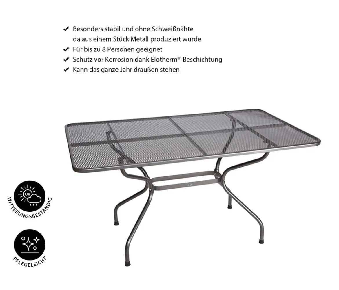 Royal Garden Streckmetall-Gartentisch, ca. B145/H74/T90 cm