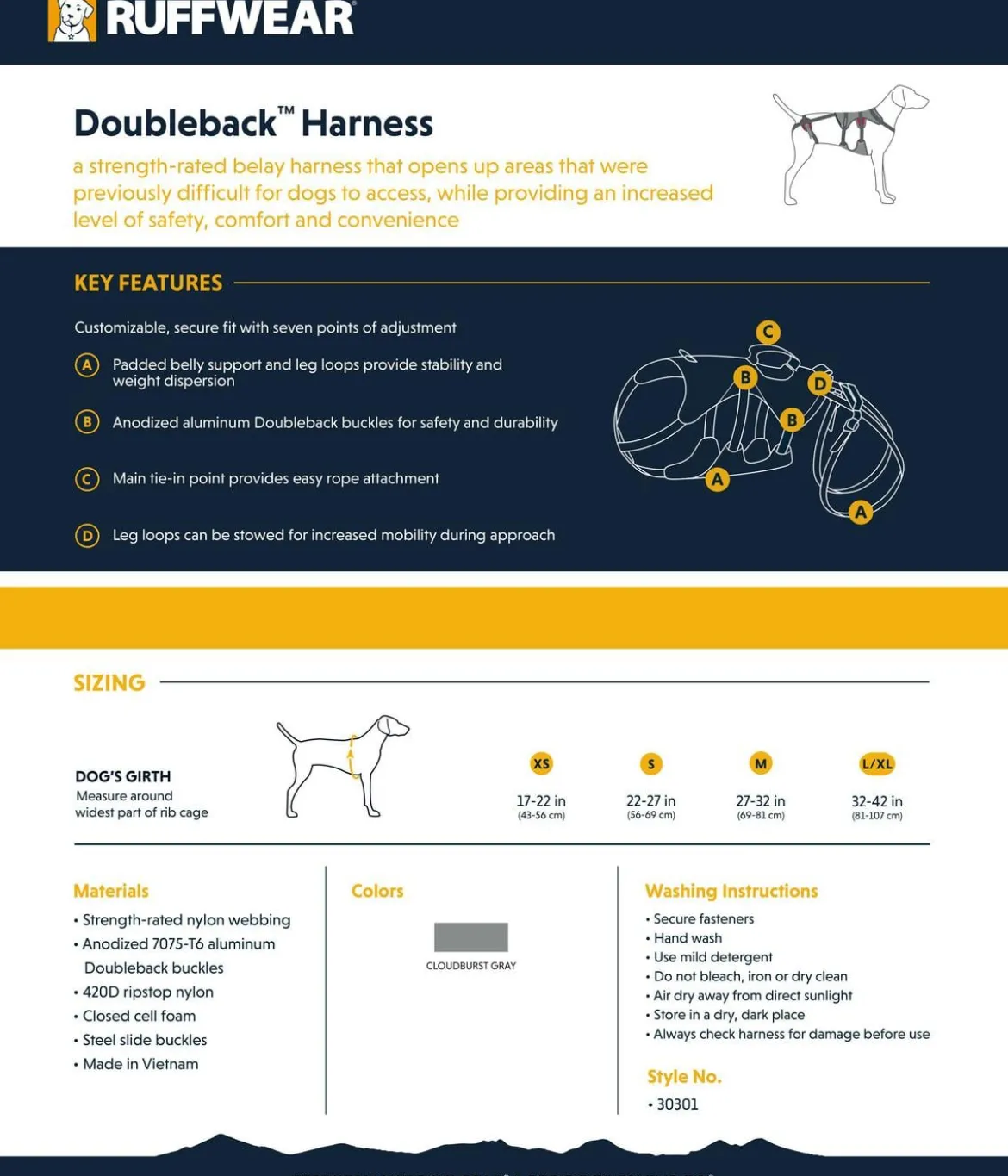 RUFFWEAR® Hundegeschirr DoubleBack™