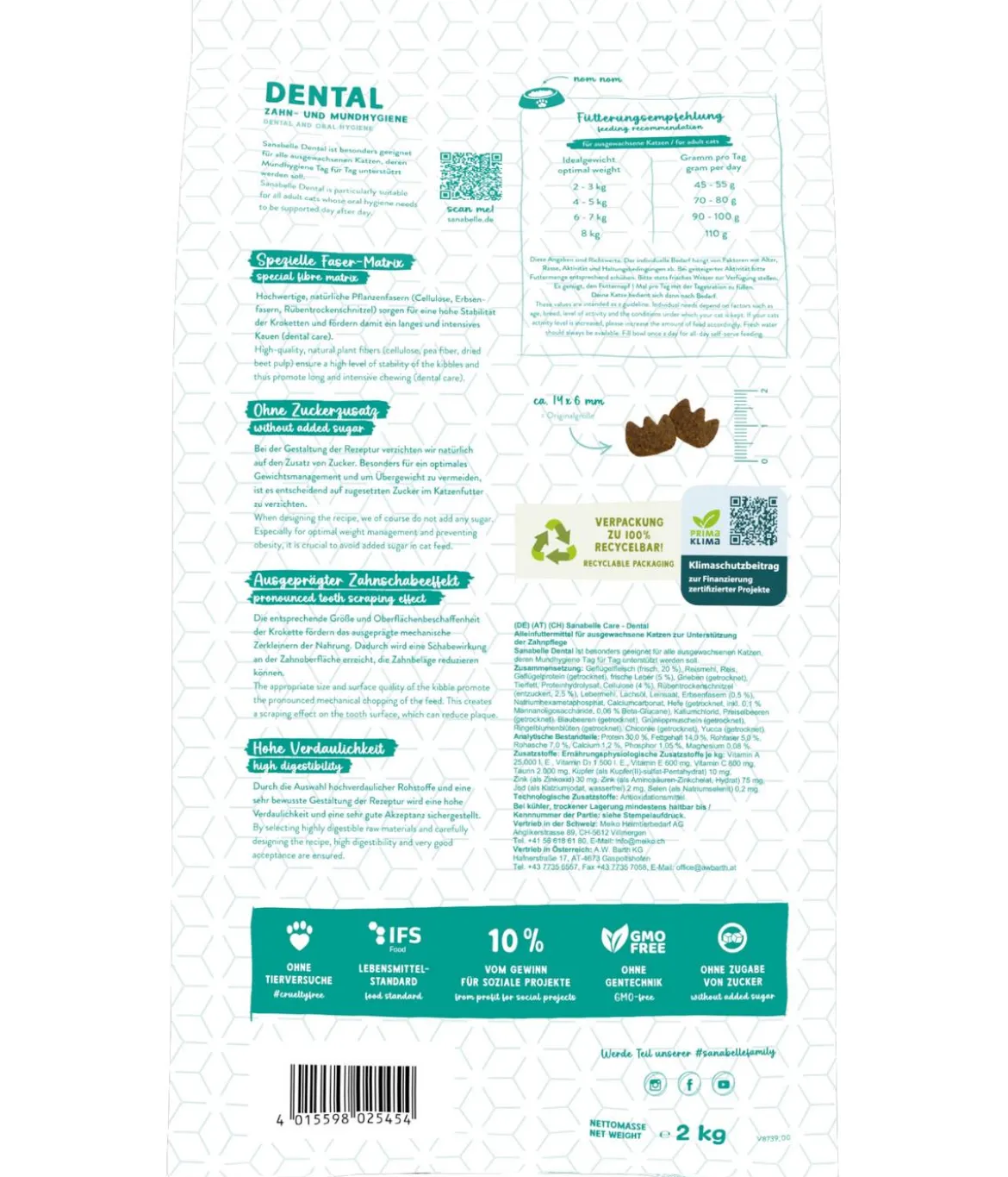 Sanabelle® Care Trockenfutter für Katzen Dental Adult, Geflügel