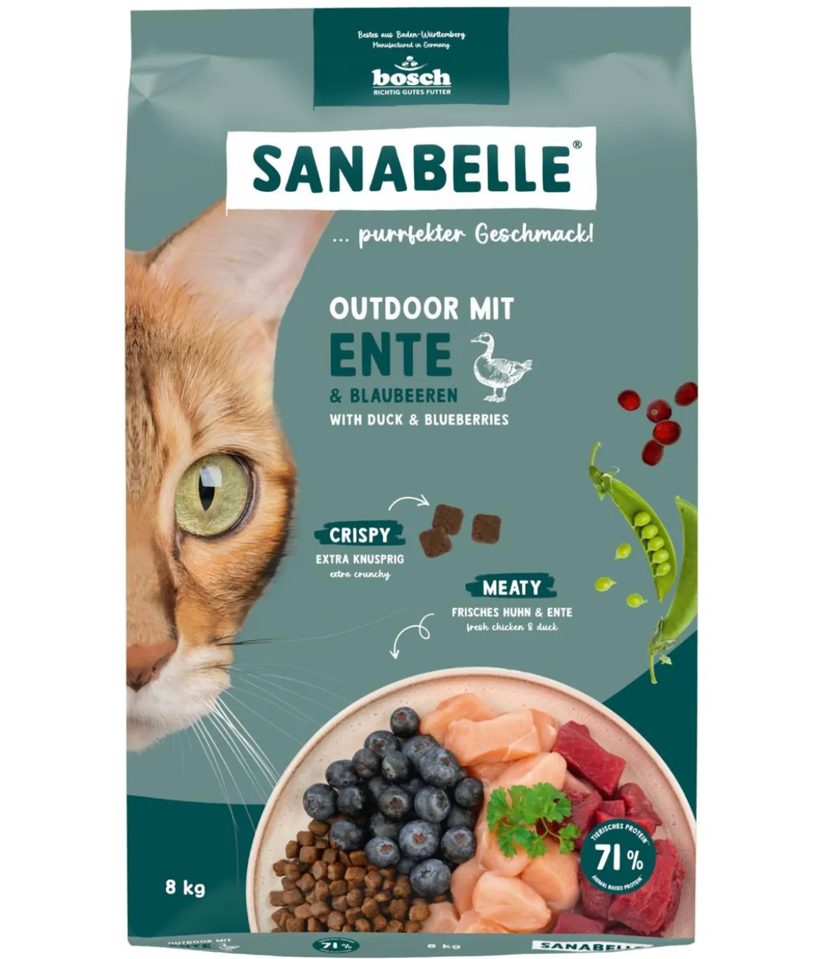 Sanabelle® Life Trockenfutter für Katzen Outdoor Adult, Ente & Blaubeere