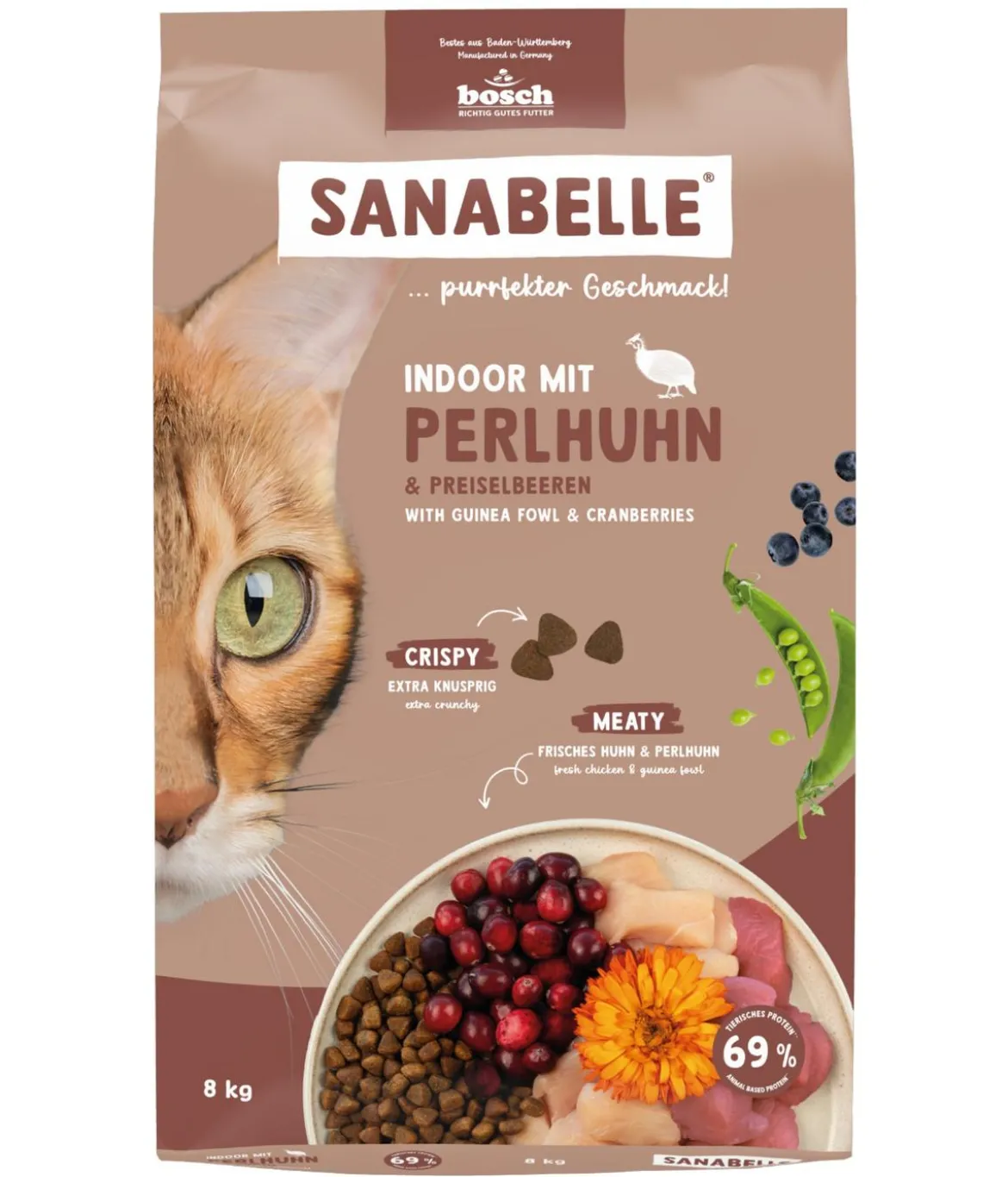 Sanabelle® Life Trockenfutter für Katzen Indoor Adult, Perlhuhn & Preiselbeeren