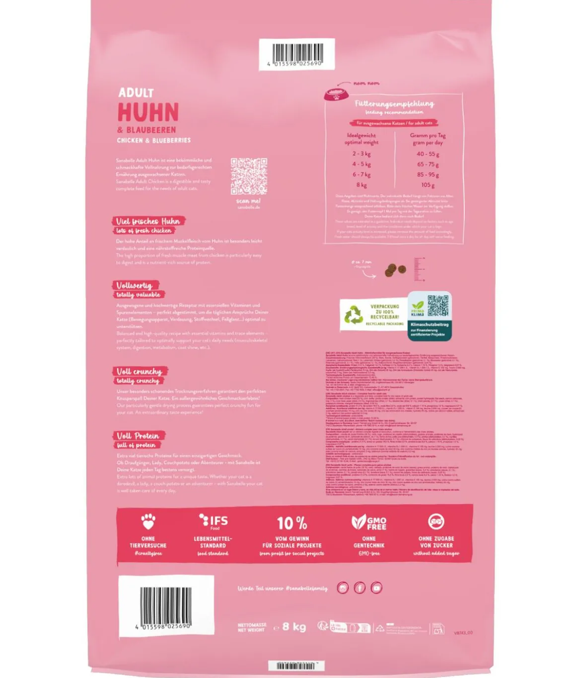 Sanabelle® Life Trockenfutter für Katzen Adult, Huhn & Preiselbeeren