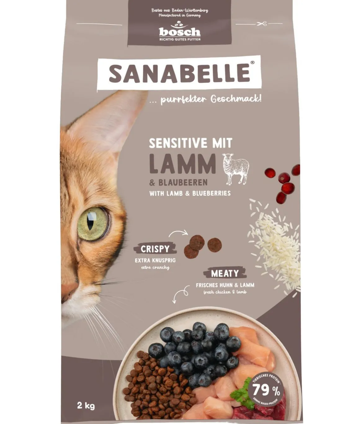 Sanabelle® Trockenfutter für Katzen Sensitiv Adult, Lamm & Blaubeeren